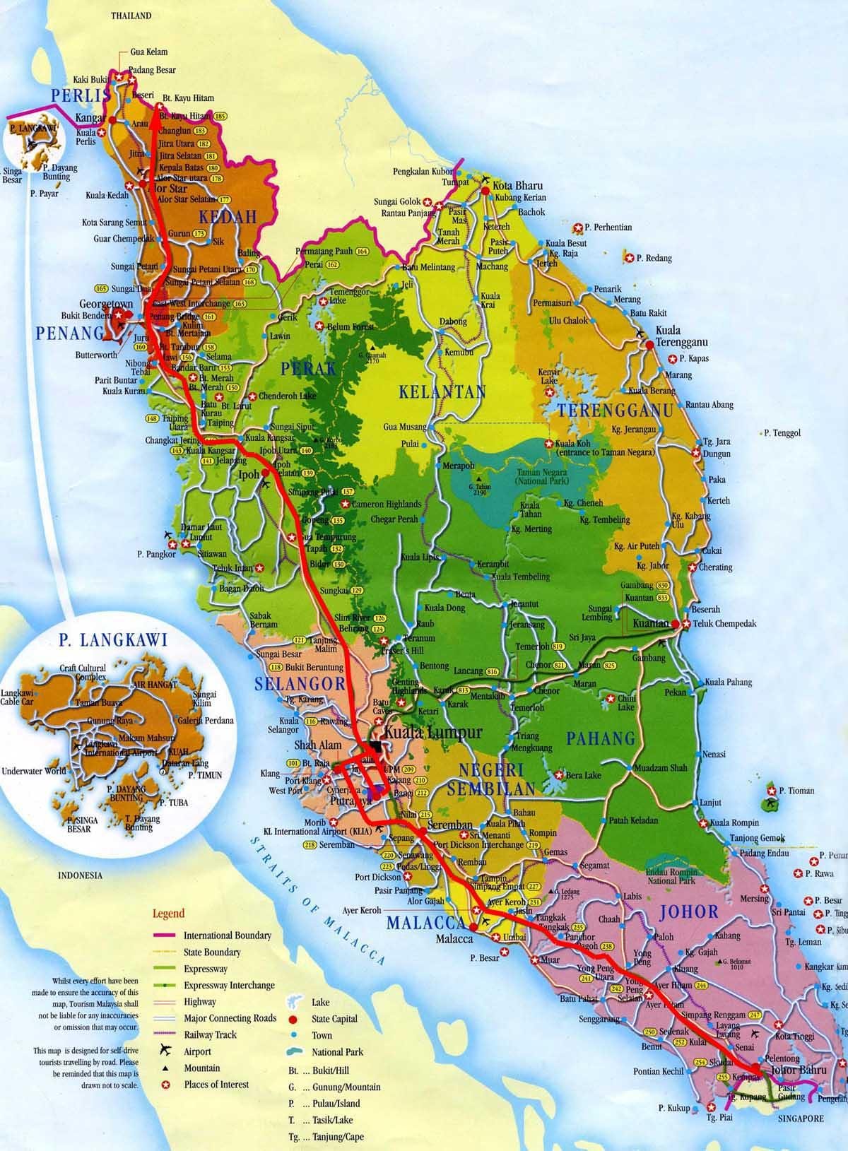 mapa južnej malajzia