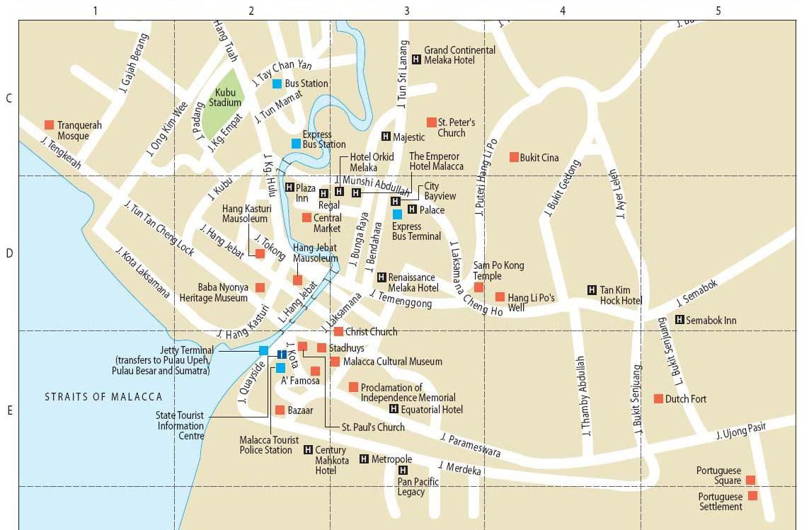 mapa malacca malajzia
