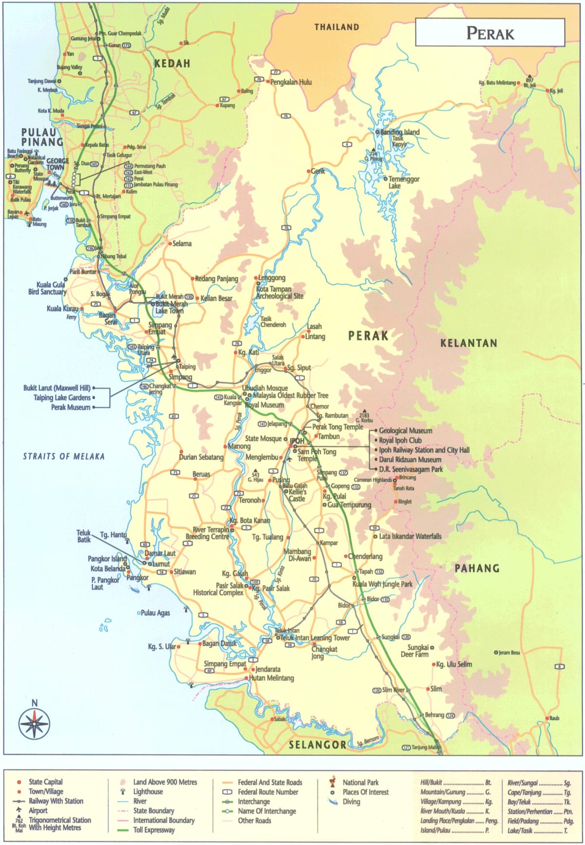 mapa perak štátu, malajzia