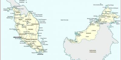 Malajzia mestá mapu