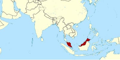 Mapa zobrazuje malajzia