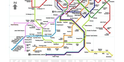 Mrt riadok 3 trasy, mapu malajzie
