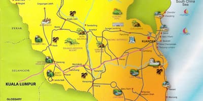 Mapa pahang štátu, malajzia